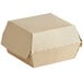 A Sabert corrugated cardboard take-out box with a cut-out corner lid.