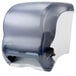 A grey and arctic blue San Jamar Element roll paper towel dispenser.