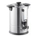 An Avantco stainless steel coffee urn with a black and silver body.