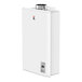 A white rectangular Eccotemp tankless water heater with a white vent cover.