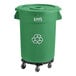 A green Lavex commercial recycling can on wheels.