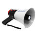 An AmpliVox white and black battery-operated safety strobe megaphone.