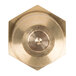 An Avantco brass hood orifice with a circular shape and hexagonal nut.