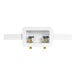 A white rectangular Oatey Centro II washing machine outlet box with two brass valves.