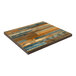 An American Tables & Seating square wood table top with different color planks.