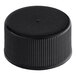 A black plastic 24/414 continuous thread bottle cap with a ribbed black rim.