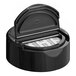 A black round container lid with dual flappers.