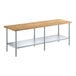 A Regency wood top work table with metal legs and an adjustable undershelf.