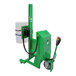 A green Valley Craft steel lift with wheels and a strap connection.