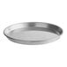 A silver aluminum Choice deep dish pizza pan with a white background.
