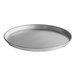 A silver aluminum Choice pizza pan with a white background.