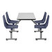 A National Public Seating Persian Blue Cluster Table with Navy Seats and Black Legs on a white background.