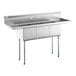 A Steelton stainless steel sink with three compartments and 2 drainboards.