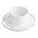 A white plastic Oatey water closet flange with rings.