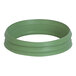 A green circular gasket with a white background.