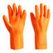 A pair of orange Lavex neoprene and latex gloves with flock lining.