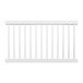A white Mod-Traditional fence panel with metal bars.