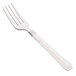 A WNA Comet plastic fork with a stainless steel look and ivory handle.