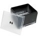 A black box with clear plastic lid for Vollrath Straw Boss double sided straw dispenser.