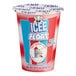 An ICEE Cherry and Vanilla Float cup in a red and white container with a blue lid and label.