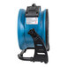 A blue and black XPOWER portable air circulator and misting fan with black accents.