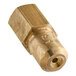 A close-up of a brass threaded female connector for an Avantco natural gas orifice.