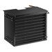 An Avantco condenser coil, a black metal rectangular object with metal tubes inside.