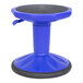 A blue Flash Furniture kid's stool with a black bottom.