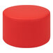 A red round Flash Furniture ottoman.