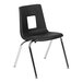 A Flash Furniture black plastic classroom chair with a square cut out on the back.