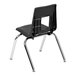 A Flash Furniture black plastic classroom chair with chrome legs.
