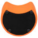 An orange cushion with a black base and backrest.