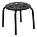 A black circular Flash Furniture Bentley plastic stool with holes in the seat.