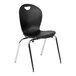 A black Flash Furniture stackable classroom chair with chrome legs.