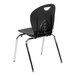 A black plastic Flash Furniture classroom chair with metal legs.