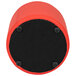 A red and black flexible seating circle with a black cover.