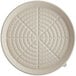 A white round compostable pizza container base with a circular pattern of dots and circles.