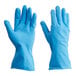 A pair of blue Showa 707D rubber gloves.