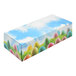 A rectangular white Easter egg candy box with colorful eggs on it.