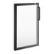 A black rectangular glass door with a handle.