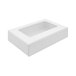 A 7 11/16" x 5" white candy box with a rectangular window.