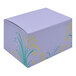 A white 1 lb. candy box with a purple Easter egg design and yellow flowers.
