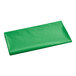 A green plastic table cover in packaging on a white background.