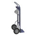 A blue Wesco Industrial Products 2-in-1 Deluxe Convertible hand truck with pneumatic wheels.