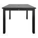 A Grosfillex Sigma volcanic black aluminum dining table with square legs.