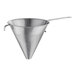 A Matfer Bourgeat stainless steel China cap strainer with handles.