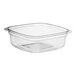 A Pactiv clear plastic deli container with a lid.