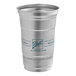 A silver Ball aluminum cup with blue Ball logo.