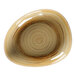 A garnet brown RAK Porcelain deep plate with organic swirls on it.