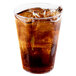 A Fineline clear plastic tumbler filled with cola and ice with a straw.